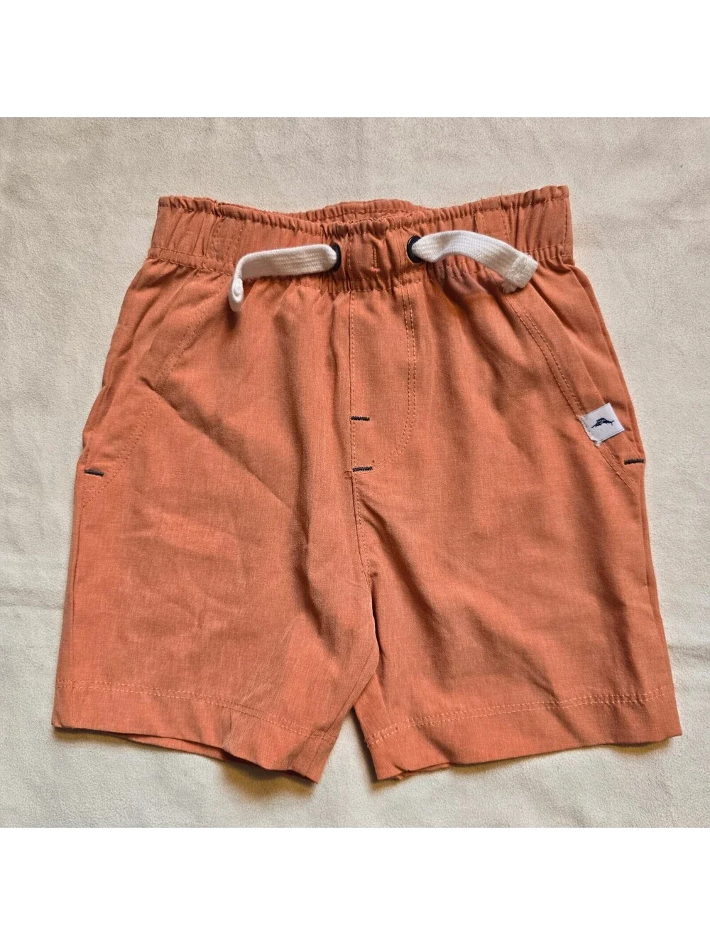 Toddler Orange Elastic Waist Shorts with Drawstring, Size 12M